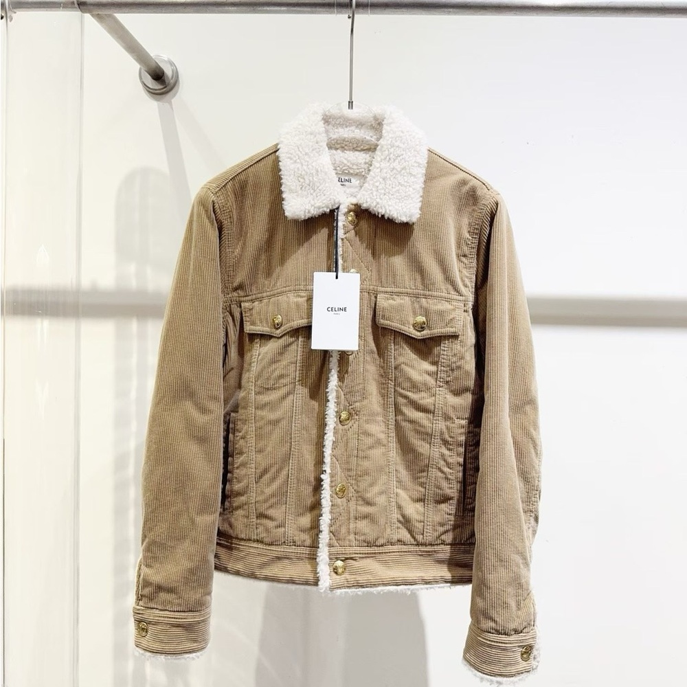 Authentic Celine White Sherpa Collar Jacket - Picture 1 of 7